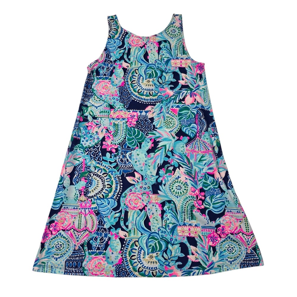 Lilly Pulitzer Essie Dress Women S Blue Pima Cotton Strappy Back A-Line Shift